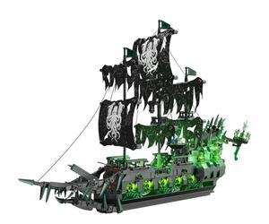 Brihappen Ghost Pirate Ship Building Blocks Toy Set with Lights, Creative Ship Building Toy for Home Office Collection Decor, Gifts for Adults Men Women（1100 Pcs）