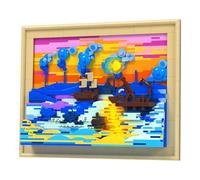 Brihappen Impression Sunrise Building Set with Light for Adults, Van Gogh Painting Wall Art Building Blocks Model, 3D Classic Art Building Block Set Desktop Home Office Decor(1514 Pcs)
