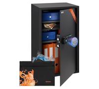 Brihard Business XXL Biometric Safe 73x40x36cm with Fireproof A4 Bag, Large Fingerprint Safe Box 102L with 3 Adjustable Shelves, Digital Office Secure Storage for Documents A4, Money
