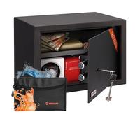 Brihard Family Key Lock Safe 25x35x25cm with Fireproof Money Bag, Home Security Safe 20L with Removable Shelf - Fits A4, Heavy Duty Steel Storage Safe Box for Documents A4, Jewellery, Cash