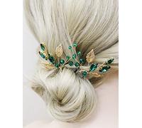 Brihasory Emerald Green Rhinestone Hair Pins Wedding Hair Accessories for Women Handmade Bridesmaid Gifts Bridal Hair Clips Prom Hair Accessory for Girls Headpieces