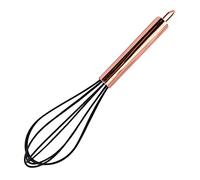 BRIIEC 1pc Black & Copper Silicone Egg Whisk, Balloon Egg Beater, Stainless Steel Handle Cooking Utensils for Blending Whisking Beating Stirring Cooking Backing