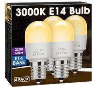 Briignite E14 LED Light Bulb, 4Pack Refrigerator Bulb, 2W SES E14 Mini LED Bulbs(Equivalent to 20W-25W), 3000K Warm White, 200LM, Non-Dimmable, Suitable for Fridges, Freezers, Small Edison Screw Base