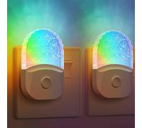Briignite Plug in Night Light, RGB Night Light Plug in Wall with Dusk to Dawn Sensor 0.5W Warm White for Kid Bedroom, Bathroom, Stair, Hallway, 2Pack