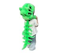 Briimm Dinosaur Skeleton Costume, 3D T-Rex Design, Realistic Halloween Cosplay Prop with Bone Pattern, Green and White Colors (Green, adult-45in)