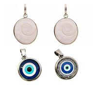BRIJ HAAT 2pc natural Gomati Chakra Pendant, 2pc eye Pendant Real Energized Laxmi Puja Mystic Hindu Miracle for Wealth, Health & Success