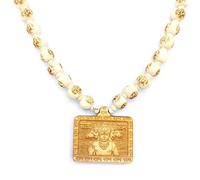 BRIJ HAAT Wooden Carving Panchmukhi Hanuman ji Handmade Locket with ram carving mala