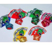Brij Sugandha Small Pagdi Set of 6 - Multicolored Peacock Mukut of Size 0 & 1 Ladoo Gopal & Radha Rani The Kanha Store (1 no.)