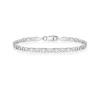 BRIJEWNES 925 Sterling Silver Clasp 4mm Mariner Chain Bracelet for Men Women Solid Diamond Cut Mens Bracelet Chain Bracelets for Women Jewelry Women Mens Gifts, 4 mm, Sterling Silver (for clasp)