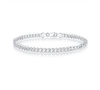 BRIJEWNES Cuban Link Chain Bracelet for Men 5MM Mens Silver Chain Bracelet 6.5-9 Inches Stylish Jewelry Gift for Him, 6.5", Sterling Silver