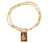 Brijkart Hanuman Locket Tulsi Kanthi Mala - Handmade Double Round Mala with Thick Beads & Finishing Beads, Pure Tulsi Wood