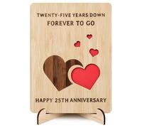 Brikabia 25th Anniversary Card, 25 Year Anniversary Wedding Gifts for Wife, Husband, Handmade Wooden Twenty Five Year Anniversary Card for Couple, Her, Him