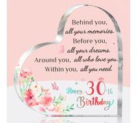 Brikabia 30th Birthday Gifts for Women, Friends, Wife, Daughter, Happy 30th Birthday Gift Idea for 30 Year Old Women, Personalised Acrylic Keepsake 30 Birthday Decoration