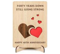 Brikabia 40th Anniversary Card, 40 Year Anniversary Wedding Gifts for Wife, Husband, Handmade Wooden Forty Year Anniversary Card for Couple, Her, Him