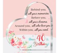 Brikabia 40th Birthday Gift for Women - Personalized Acrylic Keepsake Decoration for Her, Friends, Wife