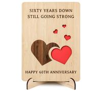 Brikabia 60th Anniversary Card, 60 Year Anniversary Wedding Gifts for Wife, Husband, Handmade Wooden Sixty Year Anniversary Card for Couple, Her, Him