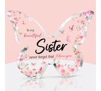 Brikabia Sister Christmas Gifts, Sister Birthday Gift, Beautiful Butterfly Acrylic Plaque, Best Sister Gifts for Her Birthday Mothers Day Christmas