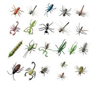 Briking 22 PCS Realistic Insects and Bugs Set, Plastic Mini Beasts Figures Bugs and Insect Figures Fake Bugs Toys Model for Early Education Halloween Birthday Party Favors Children Collecting Kit