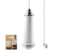Briking Ceramic Bathroom Light Pull Cord, Light Switch Pull Cord Handle Light Pull Handle with 150cm Light Pull Cord Extension Chrome for Bathroom Toilet Light Ceiling Light Fan Switch (White)