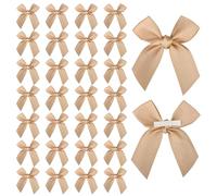 Briking Champagne Gold Bows for Gift Wrapping, 30Pcs Self Adhesive Gold Bows with Sticky Gel Pads Satin Gift Bows Ribbon Bow for Craft DIY Sewing Wedding Birthday Party Crafts Gift Bakery Candy Bags