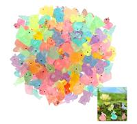 Briking Luminous Mini Resin Animals, 100 Pcs Micro Sculptures Figurines 10 Styles Miniature Figurine Small Glow In The Dark Turtles Fish Dolphins Rabbits Ducks Seals Bears Pterosaurs