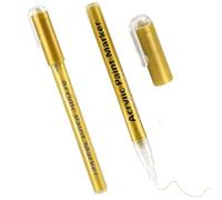 Briking Premium Gold Acrylic Paint Pens 0.7mm Extra Fine Tip 2 Pack - Waterproof Metallic Markers for Rock Painting, Glass, Ceramic, Wood, Fabric, Canvas, Metal & DIY Crafts