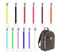 Briking Stretchy Keyring with Clip, 12 Pieces Retractable Spiral Keyring Colourful Stretchy Spiral Key ring for Work School Wallet Cellphone ID Card Backpack Outdoor Activities