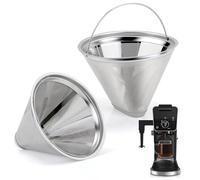 brikinte Reusable Cone Coffee Filter, 304 Stainless Steel, 1 Count, Fits Ninja Dual Brew Pro, Coffee Bar Brewer 8-12 Cup, Black & Decker, Cuisinart, Hamilton Beach, #4 Cone Shape