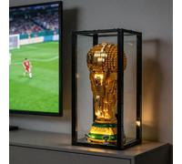 BRIKSMAX Modular Interlocking Display Case for LEGO 43020 FIFA World Cup, Acrylic Stackable Dustproof Display Box with Door, Clear PET Panels, Storage Showcase Case, 7.48" x 7.48" x 15.75", Black