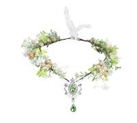 Brikuinr Floral Crown Wreath Bridal Flower Headband Hair Wreath Flower Halo Headpiece with Rhinestone Wedding Party Cosplay