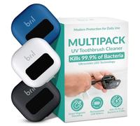 Bril UV-C Toothbrush Sanitizer and Holder - Wall Mounted, Rechargeable, 30-Day Battery, Magnetic Mount, Fits Electric and Manual Brushes, Portable Travel Case, Auto-Shutoff - Multipack