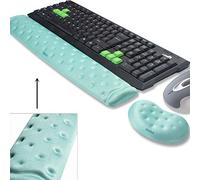 BRILA Memory Foam Mouse & Keyboard Wrist Rest Support Pad Cushion Set for Computer, Laptop, Office Work, PC Gaming - Massage Holes Design (Aquamarine Bundle)