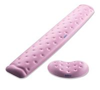 BRILA Memory Foam Mouse & Keyboard Wrist Rest Support Pad Cushion Set for Computer, Laptop, Office Work, PC Gaming - Massage Holes Design (Pink Bundle)