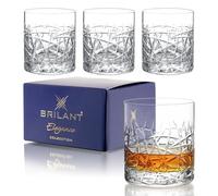 Brilant Avallon Whiskey Glasses Crystal Glasses Set - Elegant Lead-Free Tumbler for Whisky, Rum and Cocktails - Precise Craftsmanship Wiskey Glasses Set in Gift Box, Ideal as Whisky Glasses, Set of 4