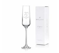 Brilant Poem Champagne Glass with Engraving, Modern Champagne Glasses with Ornamental Motif and Crystal Accent, 70th Birthday Man & Woman, Gifts for Women & Men, EU Handmade, 1 Piece, 190 ml (70 Years