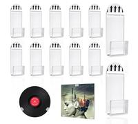 brileze 12pcs Vinyl Record Hangers Self Adhesive Wall Mount Vinyl Display Hooks Clear Acrylic Shelf Clips for Single Music Lp Album Cover CD Card Collection Magazine Home Office Decoration No Screw