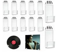 brileze 12pcs Vinyl Record Hangers Self Adhesive Wall Mount Vinyl Display Hooks Clear Acrylic Shelf Clips for Single Music Lp Album Cover CD Card Collection Magazine Home Office Decoration No Screw