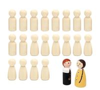 Brileze 20 Pcs Wooden People Blanks 65mm Peg Dolls Unfinished Dowell Craft Angels Female Male Tree People Figures for DIY Art Decoration Painting Wedding Party