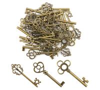 brileze 30 Pcs Vintage Key Charms Antique Bronze Skeleton Keys DIY Flying Keys Charm Rustic Necklace Pendant Set Assorted Handmade Accessories for Jewelry Making Room Wedding Party Decor (3 Shape)