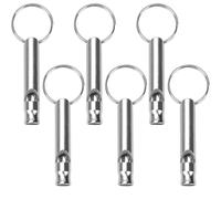 brileze 6 Pcs High Pitch Dog Whistles for Recall Professional Alloy Training Dog Whistle to Stop Barking With Keychain Control Pet Behavior Lightweight Loud Far Reaching Sound Whistle, Silver