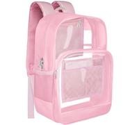 BrillaraSymm Clear Backpack Heavy Duty PVC Transparent Backpack, Pink, L, Clear Backpack