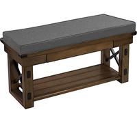 Brillars 2 Seater Bench Cushion 108x45x6cm Thick Bench Pad Mat Garden Patio Seat Cushion Soft Seat Pad for Garden Furniture Chair Indoors Outdoors, Charcoal Grey