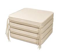 Brillars Comfortable Seat Pads, Garden Kitchen Dining Chair Cushions Tie On - Removable Zip Cover Non Slip | Water-Resistant | Suitable for Indoor & Outdoor (6Pcs, Cream)
