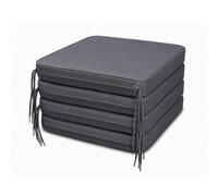 Brillars Comfortable Seat Pads, Garden Kitchen Dining Chair Cushions Tie On - Removable Zip Cover Non Slip | Water-Resistant | Suitable for Indoor & Outdoor (Charcoal, 4Pcs)