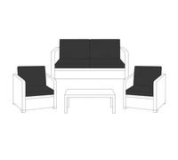 Brillars Keter Allibert California Replacement Cushions Only | Outdoor Rattan Patio Sofa Cushion Set | Water Resistant Cover with Foam Filling | Furniture Not Included (Black, Patio Set - 8 Pcs)