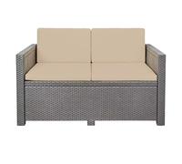 Brillars Outdoor Replacement Cushion Pads For Keter Allibert California 2, 3 or 8 Seater Garden Furniture Rattan Patio Sofa Set Foam Filling Water Resistant Cover (Sand, 2 Seater Sofa - 4 Pcs)
