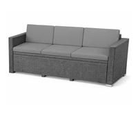 Brillars Outdoor Water-Resistant Rattan Furniture Seat Cushions - 6 Pc Charcoal For 3 Seater Patio Sofa Pads - Removable Cover, Thick & Comfortable Replacement Set