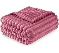 Brillars Ribbed Jacquard Bed Blanket Fluffy Warm Throw Blanket for Sofa Couch Single Osum Soft Fleece Winter Twin/Double 150x200 cm Throws (Winter Berry)