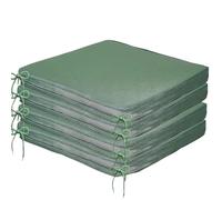 Brillars Water-Resistant Seat Cushion with Ties - 40x40cm/16x16inch Foam Chair Pad Non Slip for Indoor/Outdoor - Kitchen Dining, Patio, Garden, Office (Green, Pack of 4)