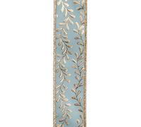 Brilliance Foil Leaf Wired Ribbon for Bows, Wreaths, Garlands, Gift Wrap, Crafts and Decorations (Sage Green, Gold, 7/8" Wide x 10 Yards)